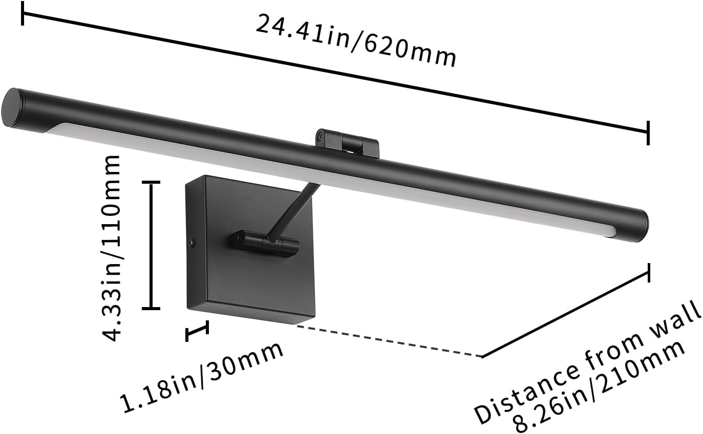 Lámpara Joosenhouse LED de 24.4 pulgadas, color negro moderno para m...