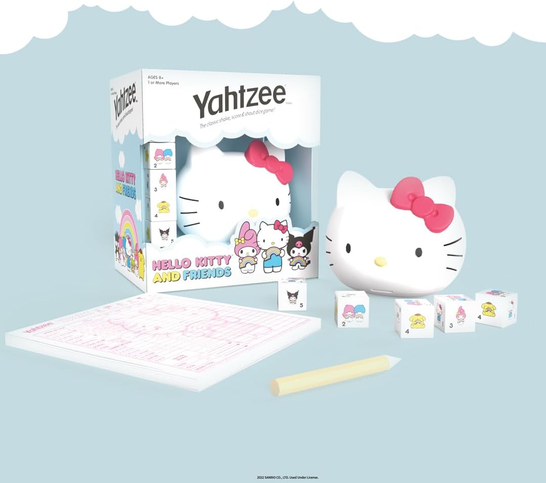 YAHTZEE: Hello Kitty y sus amigos | Vaso de dados con forma de cabeza ...