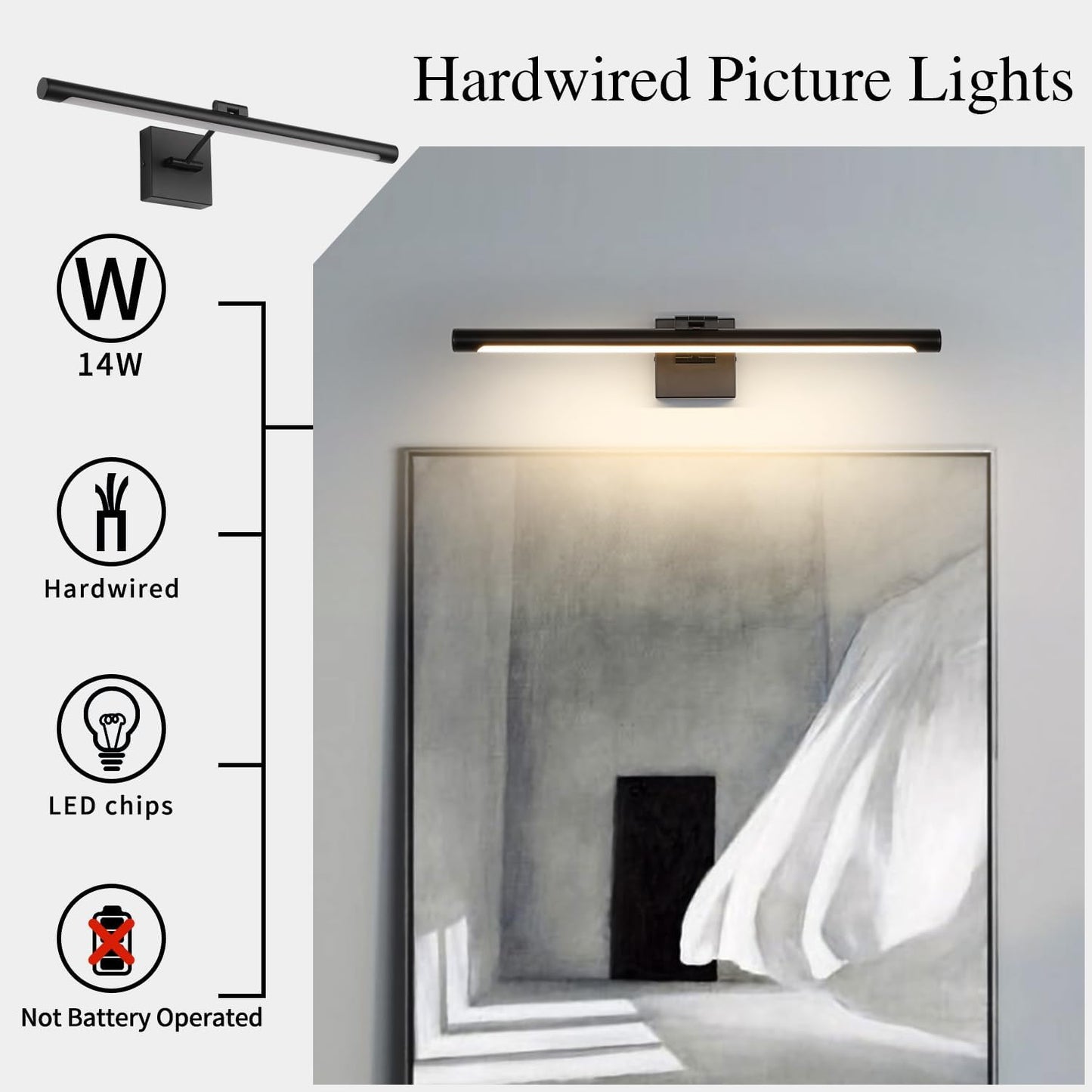 Lámpara Joosenhouse LED de 24.4 pulgadas, color negro moderno para m...
