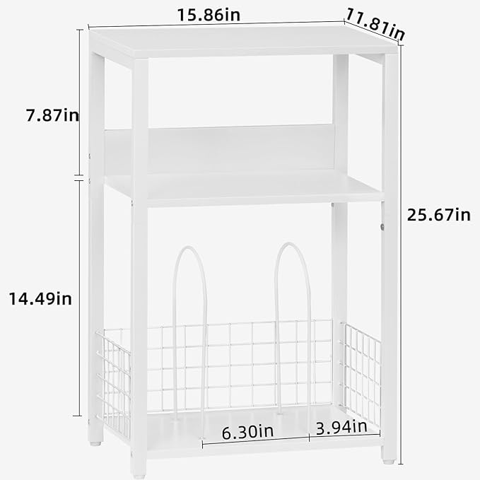 Soporte grande para tocadiscos blanco, mesa auxiliar grande de 3 nivel...