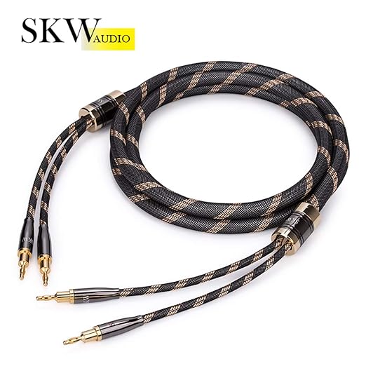 SKW Un par de cables de altavoz audiófilo, conector convertible chapad...