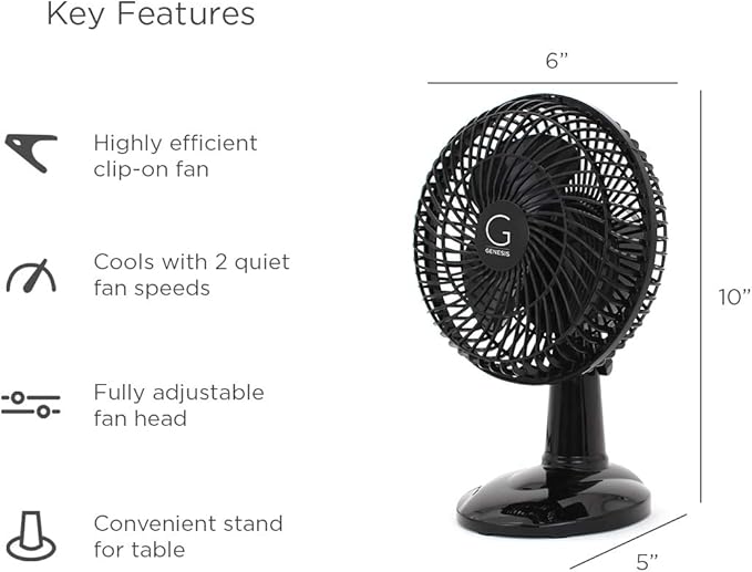 Genesis A1CLIPFANBLUE - Ventilador de clip de 6 pulgadas