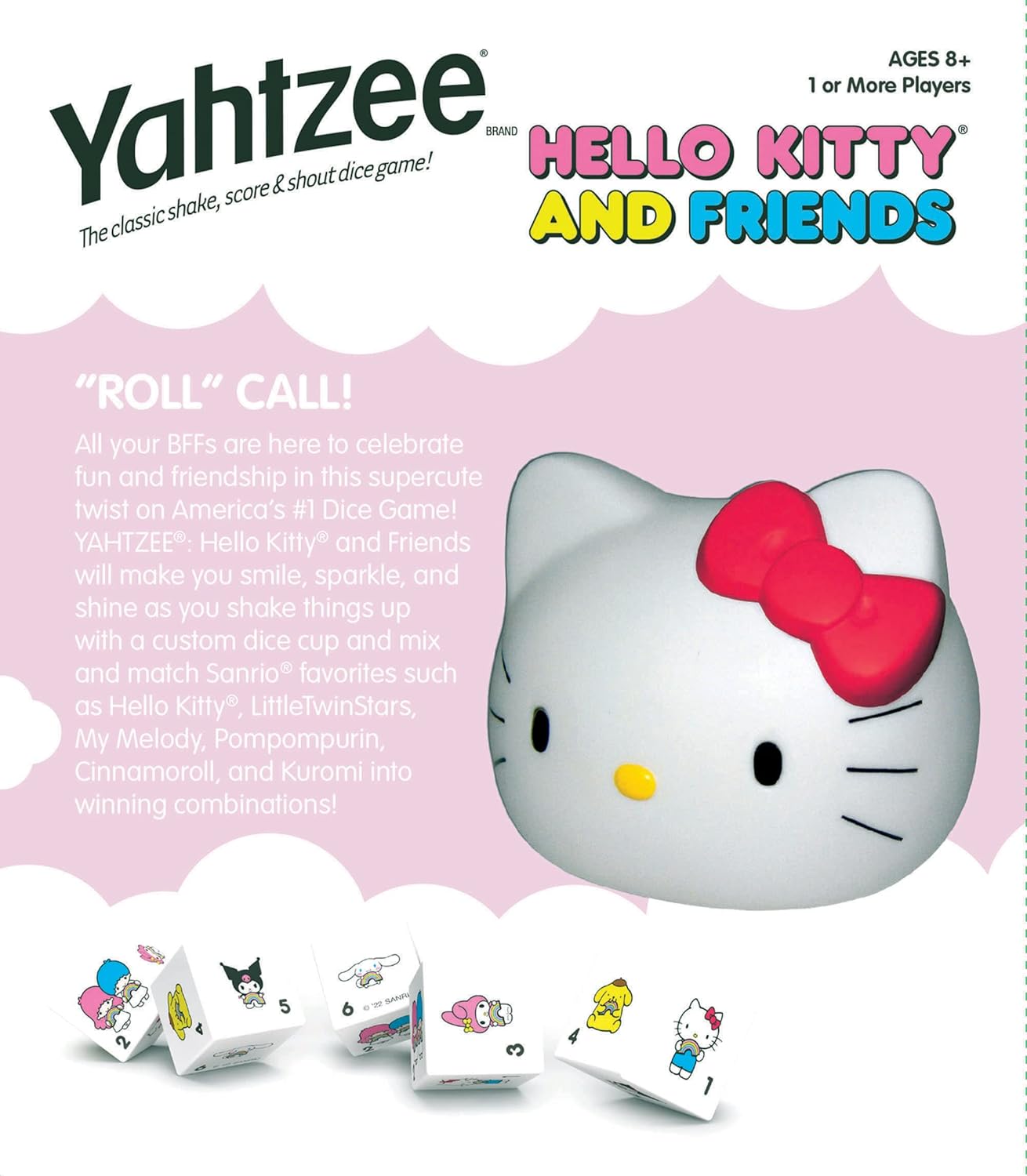 YAHTZEE: Hello Kitty y sus amigos | Vaso de dados con forma de cabeza ...