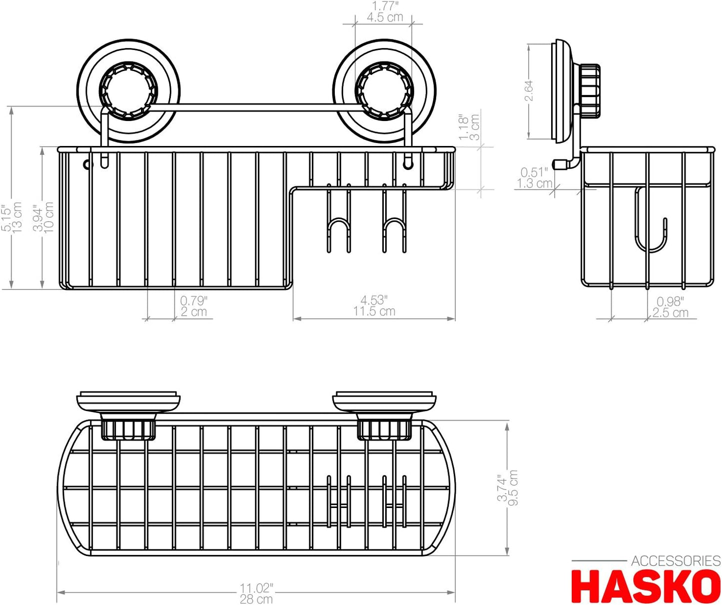 Accesorios HASKO - Cesta de ducha con potente ventosa para champú - Ce...
