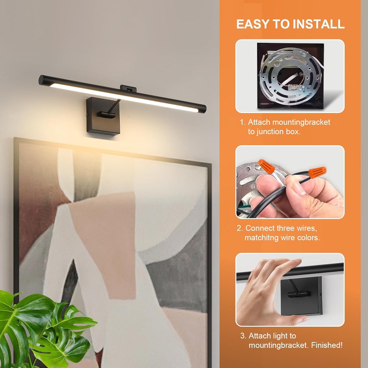 Lámpara Joosenhouse LED de 24.4 pulgadas, color negro moderno para m...