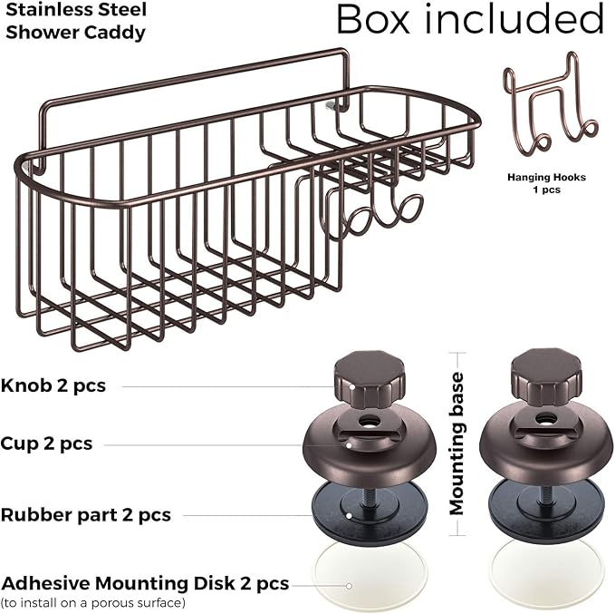 Accesorios HASKO - Cesta de ducha con potente ventosa para champú - Ce...