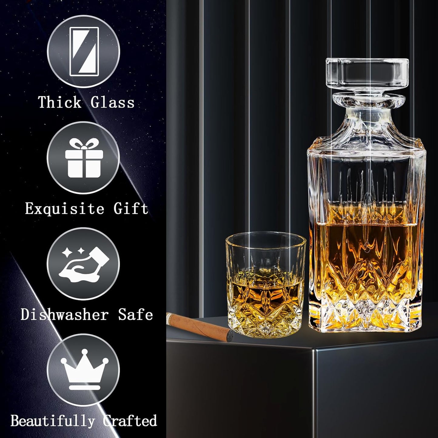 -A.VONCI - Juego de jarra de whisky con 2 vasos...