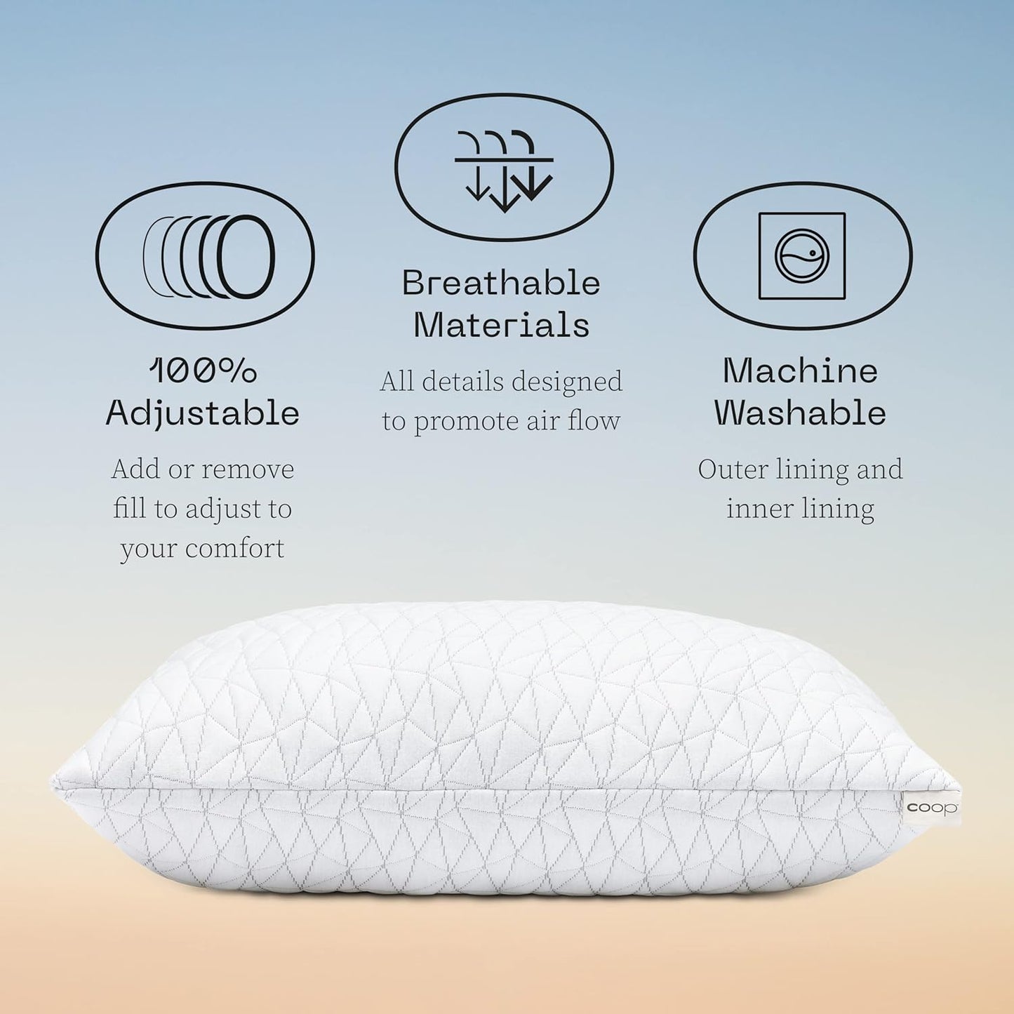 Coop Home Goods Original Loft, almohadas de cama tamaño Queen para dor...