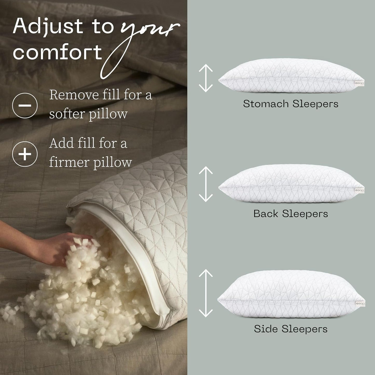 Coop Home Goods Original Loft, almohadas de cama tamaño Queen para dor...
