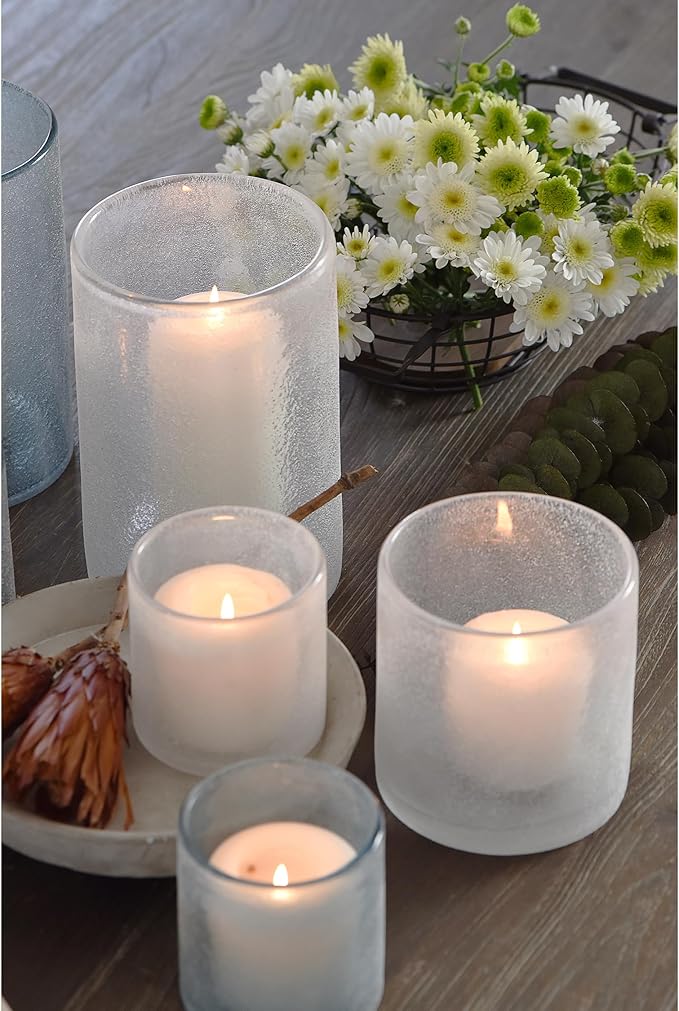 ARIAMOTION Juego de 5 portavelas de huracán, 5 pilares de decoración d...