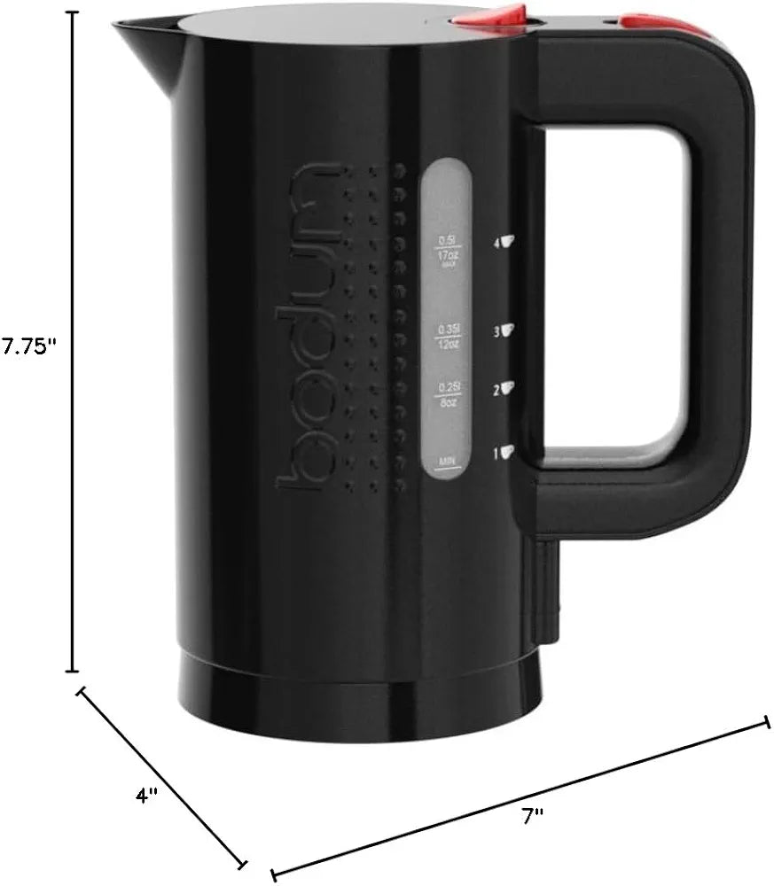 Bodum Bistro Hervidor de agua eléctrico, Plástico, 17 onzas, medio lit...