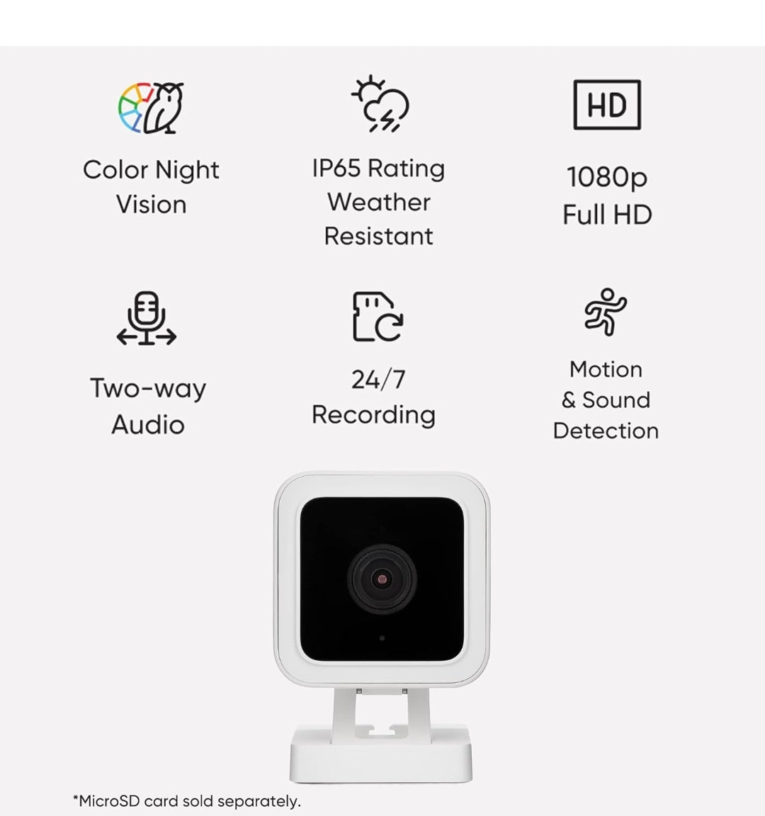 Cámara para mascotas con cable Wyze Cam v3 para gatos y perros, WiFi d...