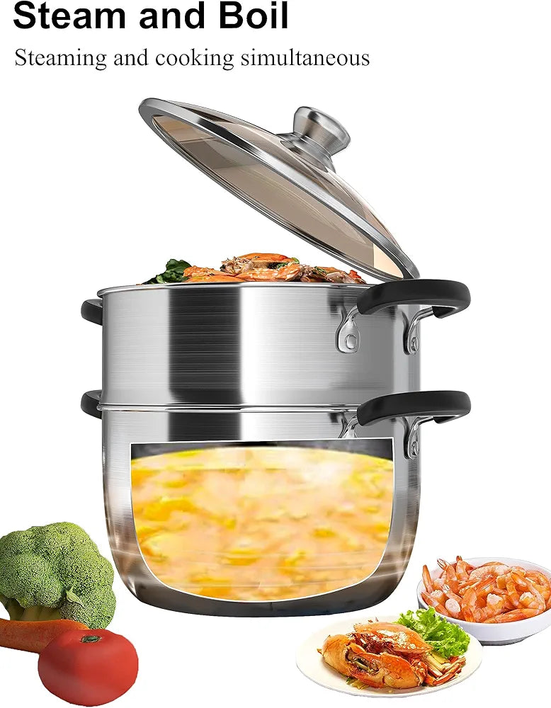 VENTION - Vaporera de 2 niveles para cocinar, vaporera de verduras de ...