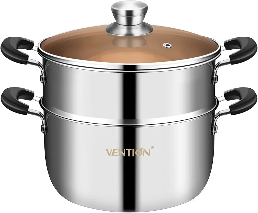 VENTION - Vaporera de 2 niveles para cocinar, vaporera de verduras de ...