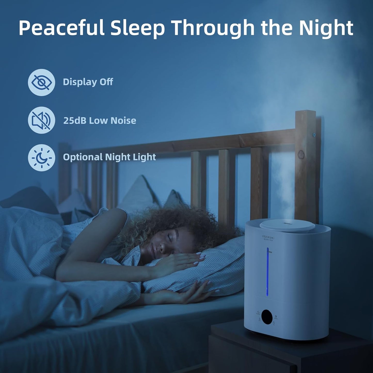 ASAKUKI Humidificadores para habitación grande de dormitorio, humidifi...