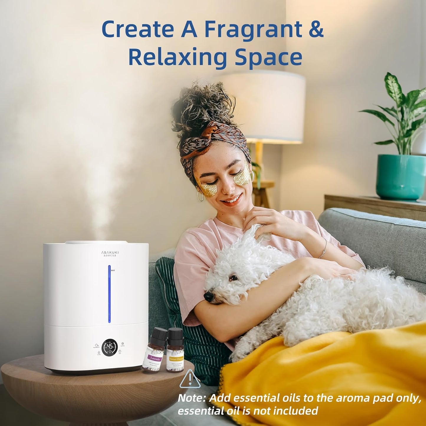 ASAKUKI Humidificadores para habitación grande de dormitorio, humidifi...