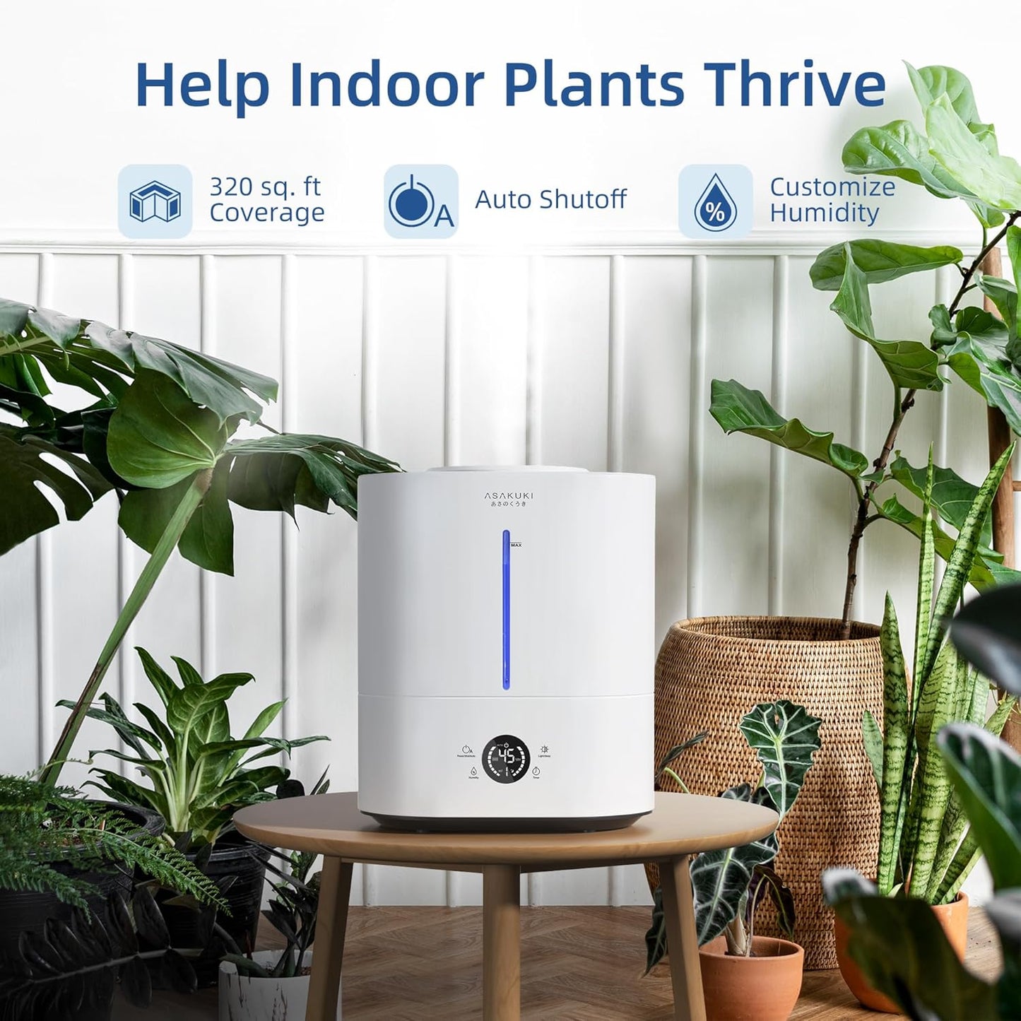 ASAKUKI Humidificadores para habitación grande de dormitorio, humidifi...