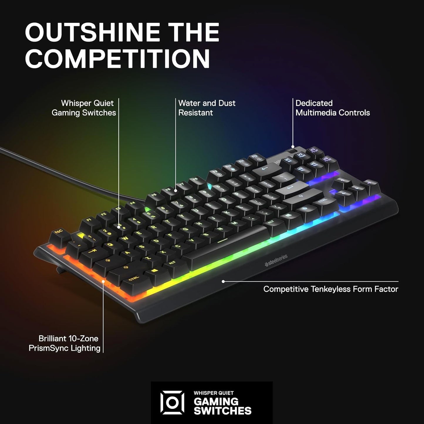 '-SteelSeries Apex 3 TKL RGB - Teclado para juegos – Factor de forma com...