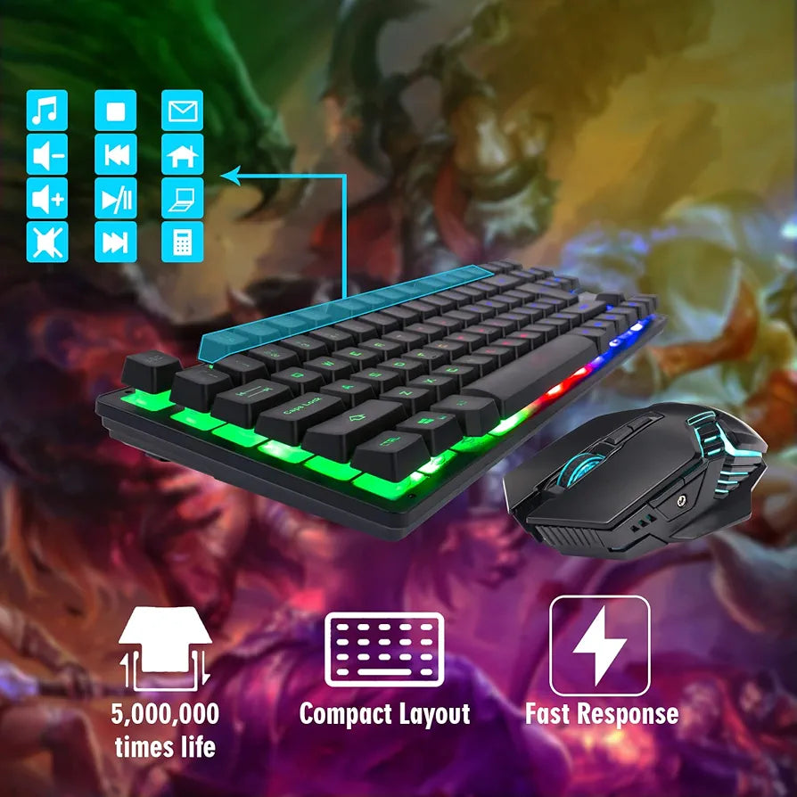 Juego de teclado inalámbrico TKL Combo recargable LED retroiluminado s...