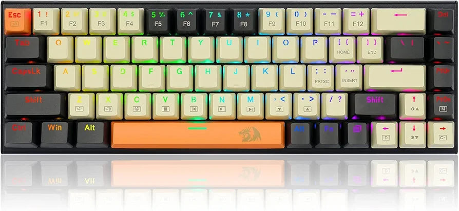Redragon Teclado mecánico 60% para juegos, 68 teclas, teclado RGB de o...