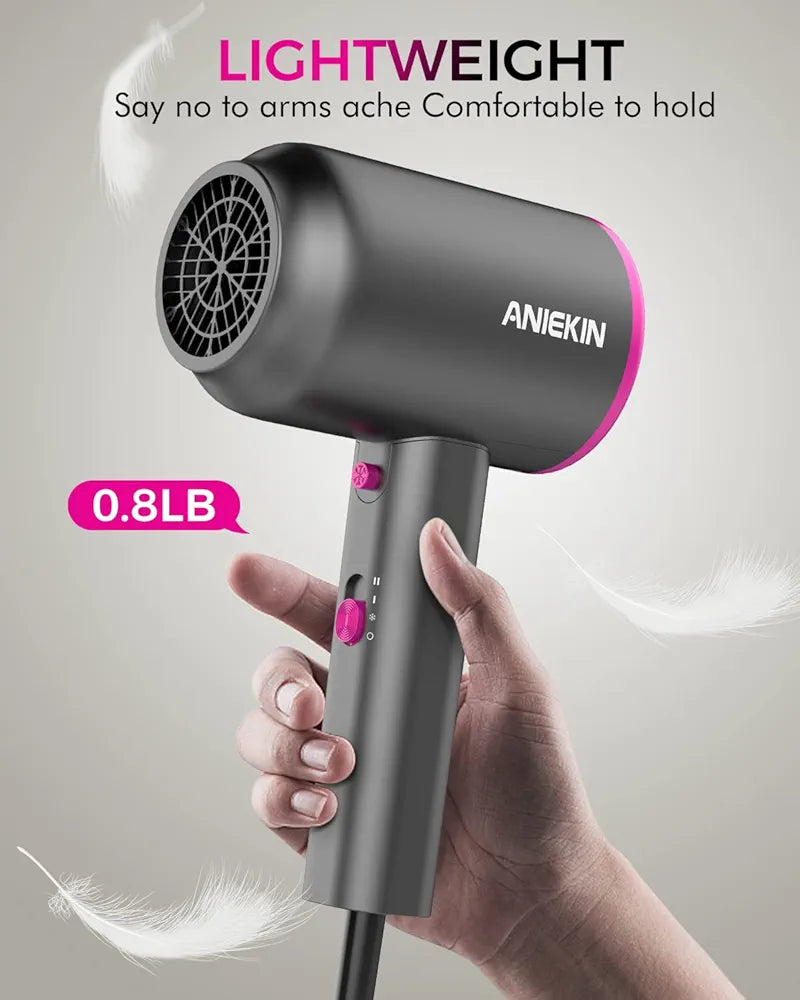 ANIEKIN Secador de pelo, secador iónico de 1875 W con difusor, secador...