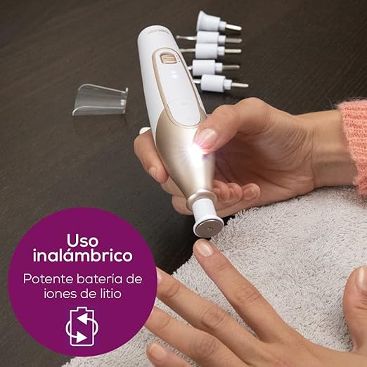 Kit eléctrico de manicura y pedicura Beurer MP 64 con batería, 10 acce...