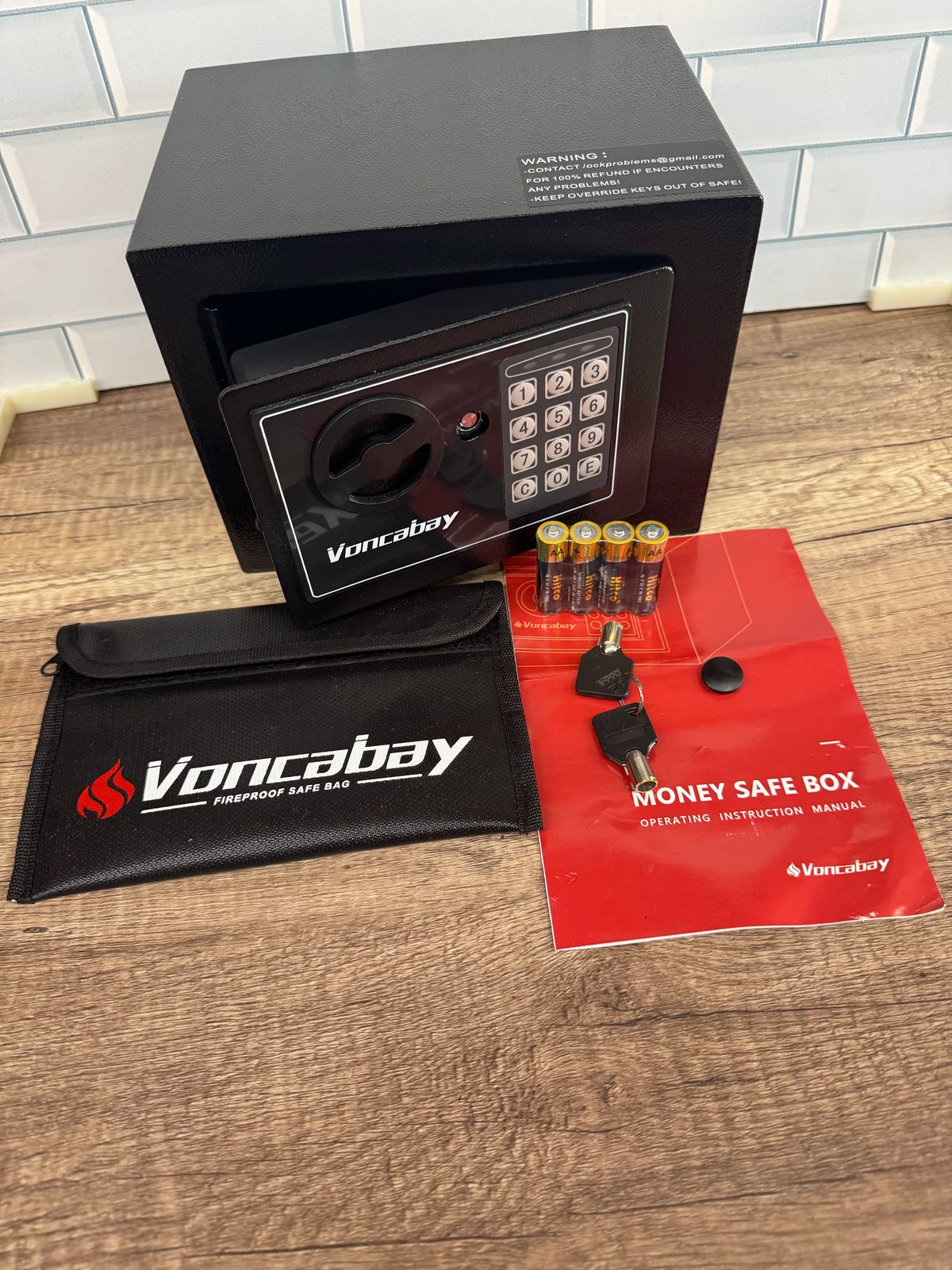 Voncabay Caja fuerte para dinero para el hogar con sensor de luz y bol...
