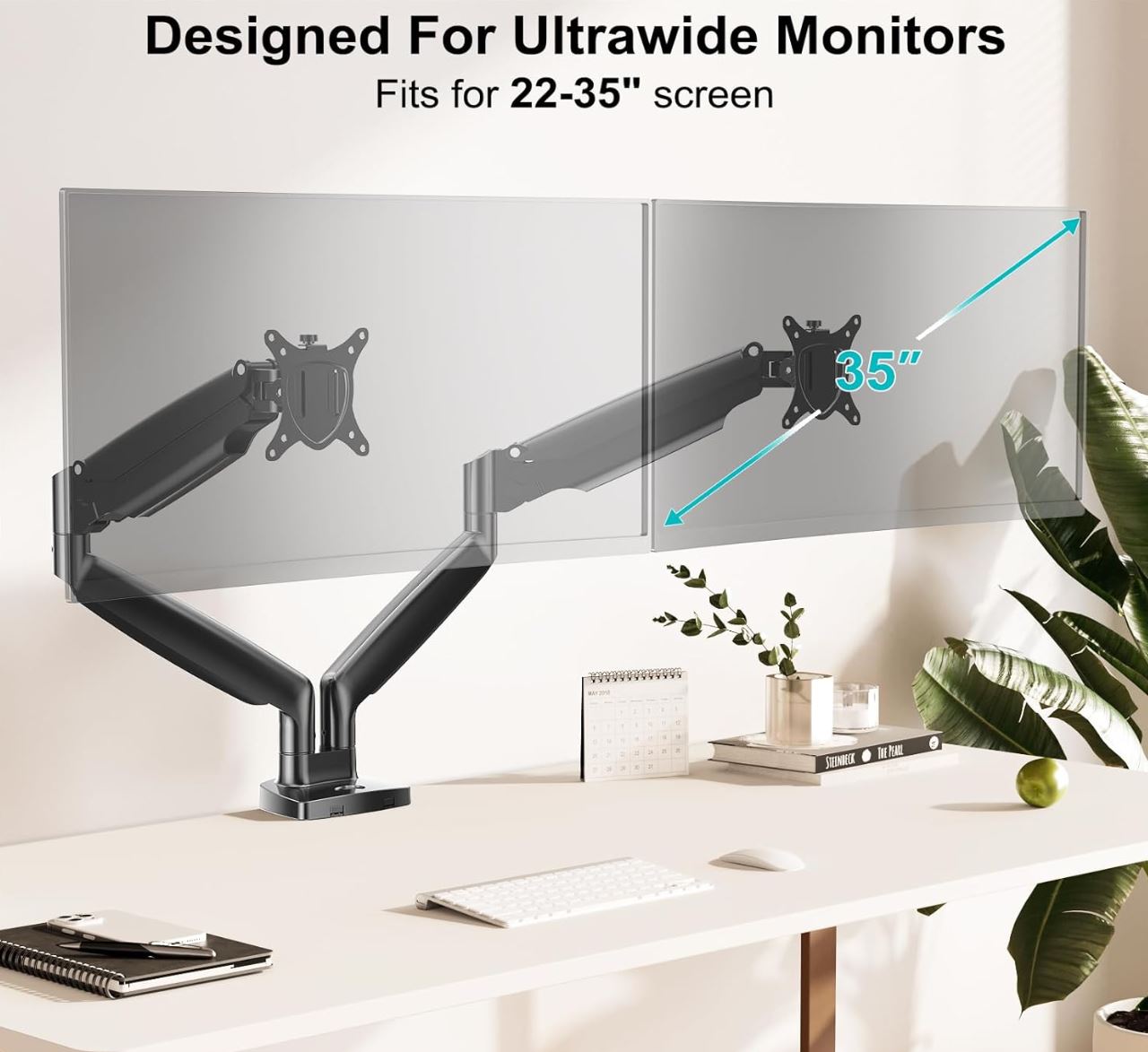 MOUNT PRO Soporte de escritorio para monitor doble para pantalla de co...