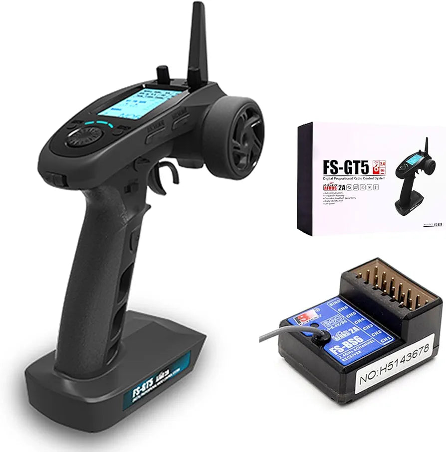 Transmisor RC Flysky FS-GT5 de 6 canales AFHDS con receptor FS-BS6 par...