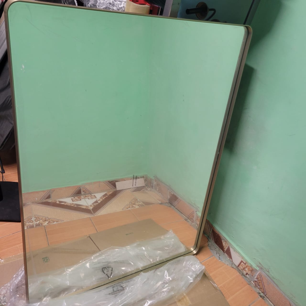 TETOTE Espejos de bronce de 48 x 36 pulgadas para baño, con marco de b...