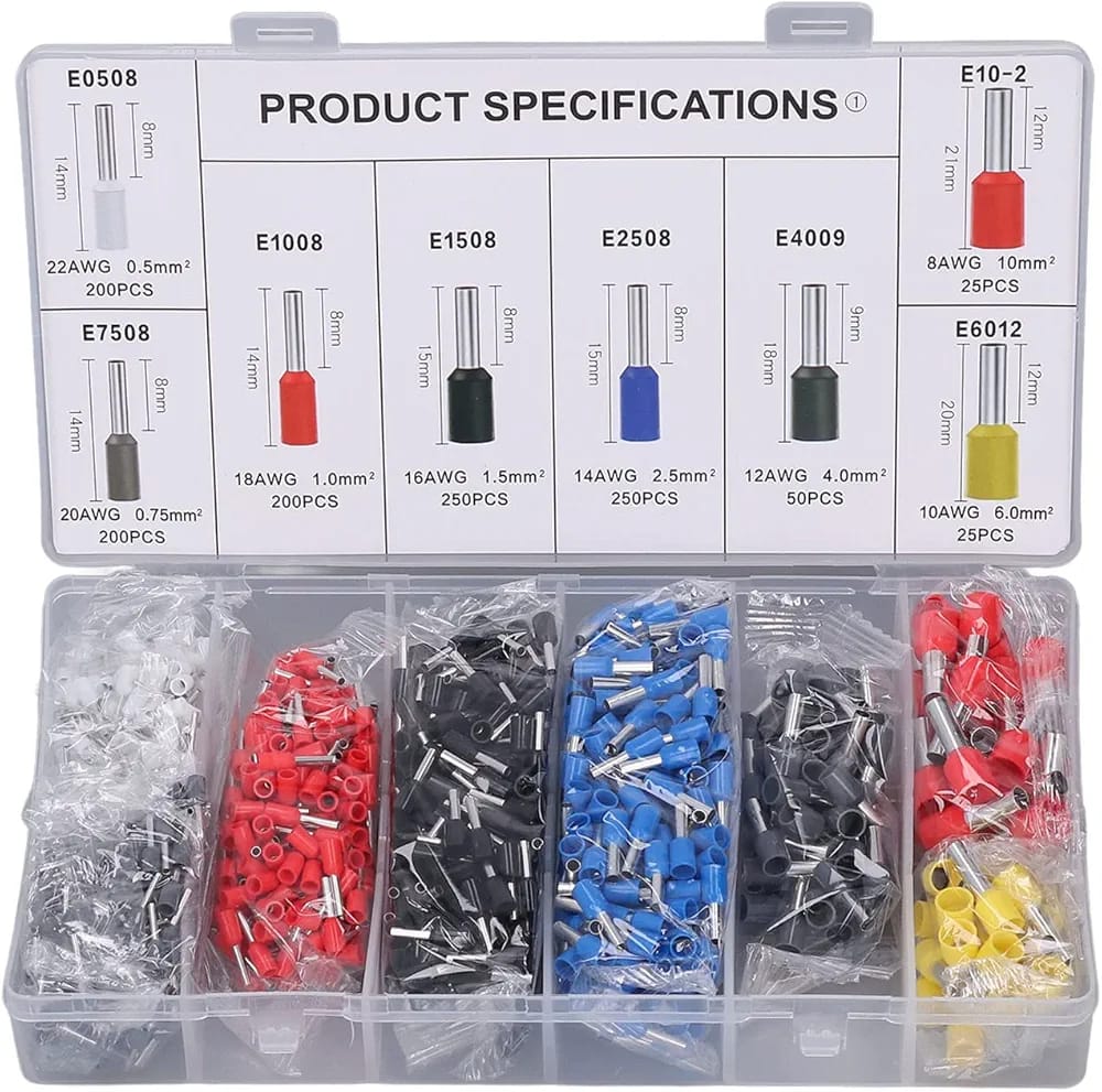 Kit de terminales de casquillos de cable de 1200 piezas, kit de engarc...