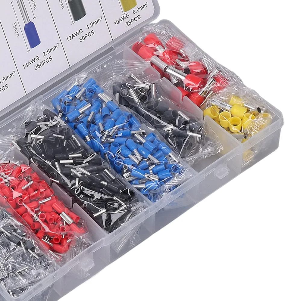 Kit de terminales de casquillos de cable de 1200 piezas, kit de engarc...
