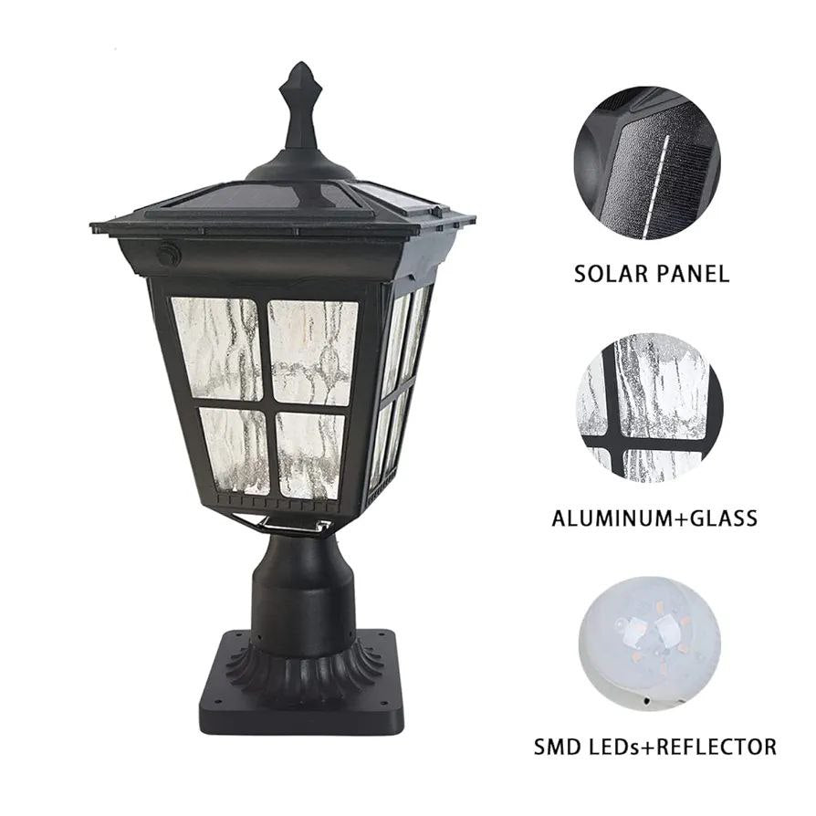 Kemeco LED solar jardín luz negro aluminio impermeable accesorio para al aire libre