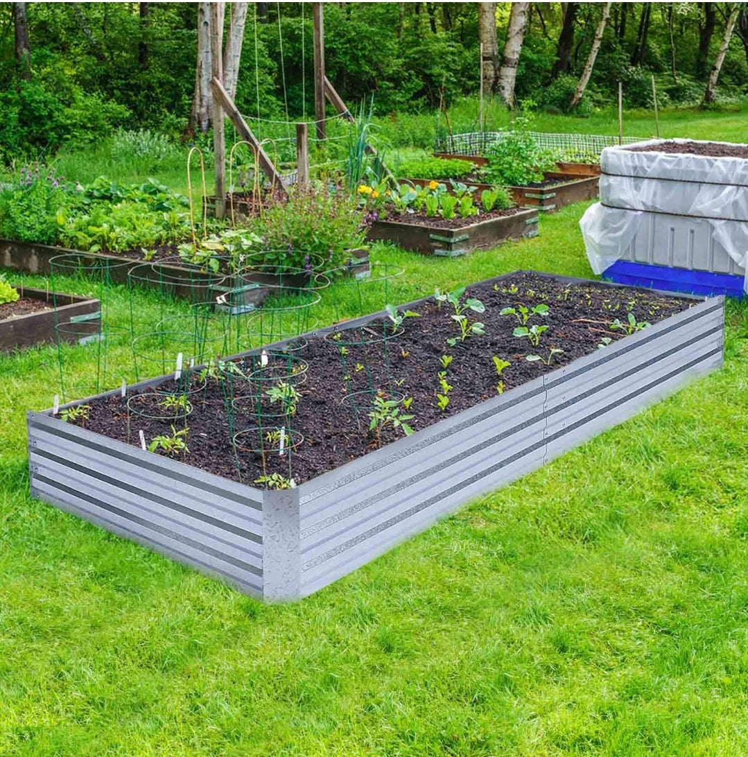 Foyuee Cama de jardín elevadas galvanizadas para verduras gr...