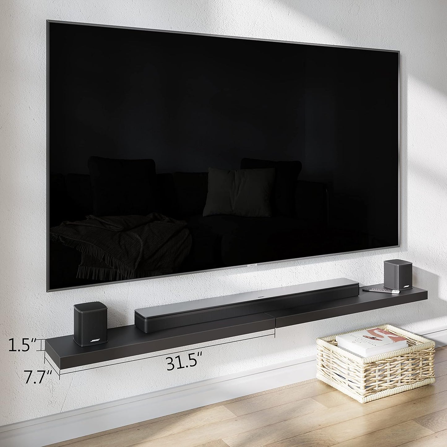 BAMEOS - Estantes flotantes de madera color negro, 31.5 x 7....