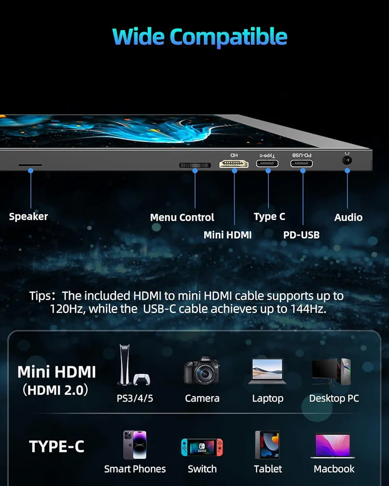 UPERFECT Monitor portátil para juegos 2K 144Hz 18" 2560x1600...