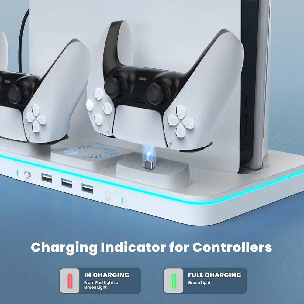 '-Soporte de refrigeración mejorado para PS5 con cargador para mando