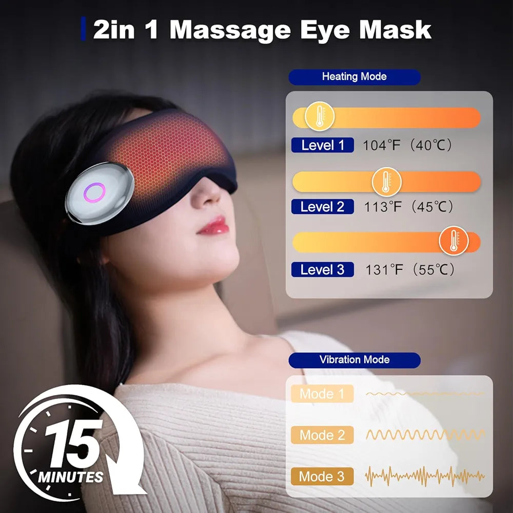 Máscara de ojos de masaje, máscara de ojos calentada, compre...