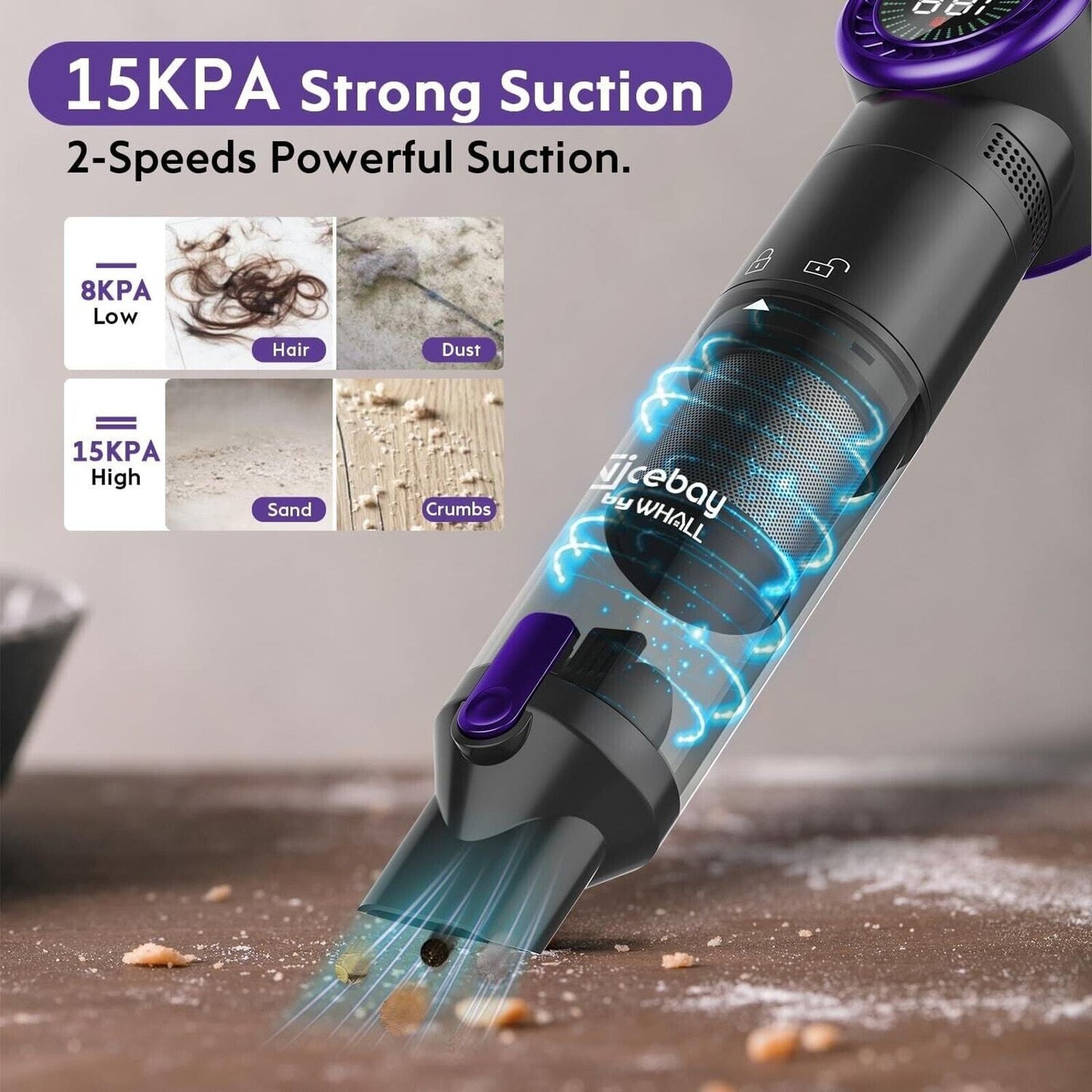 KORAMZI EV-H065 Aspiradora de mano inalámbrica, color morado...