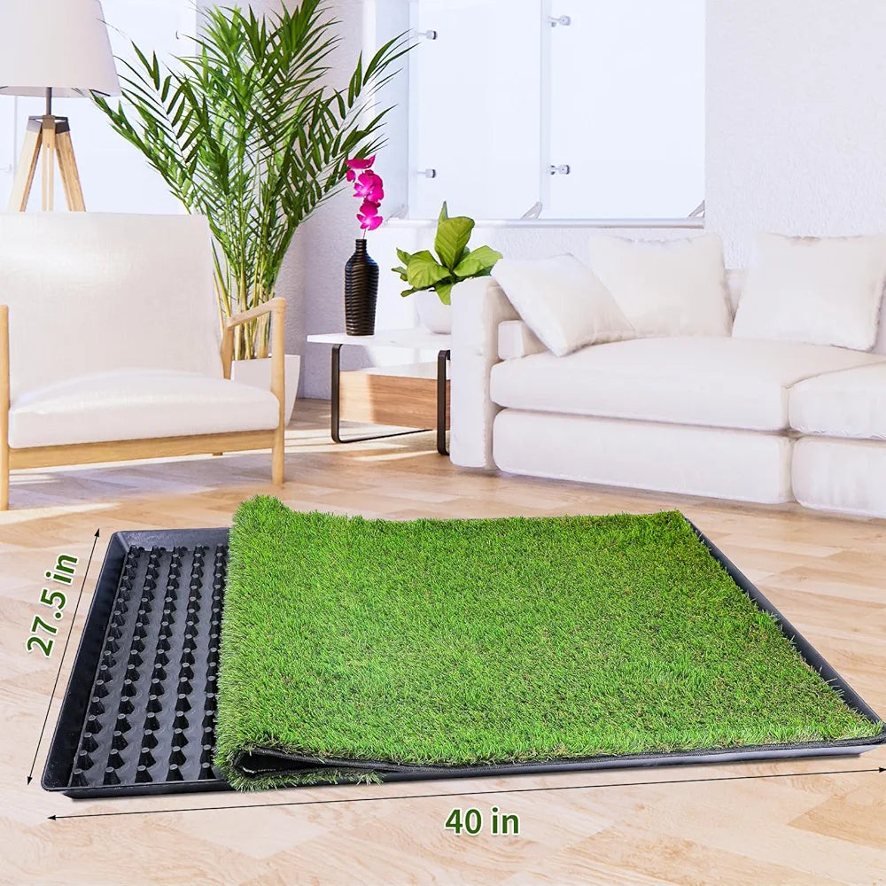 Almohadilla de césped para perro con bandeja (40 x 27.5 pulg...