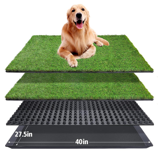 Almohadilla de césped para perro con bandeja (40 x 27.5 pulg...
