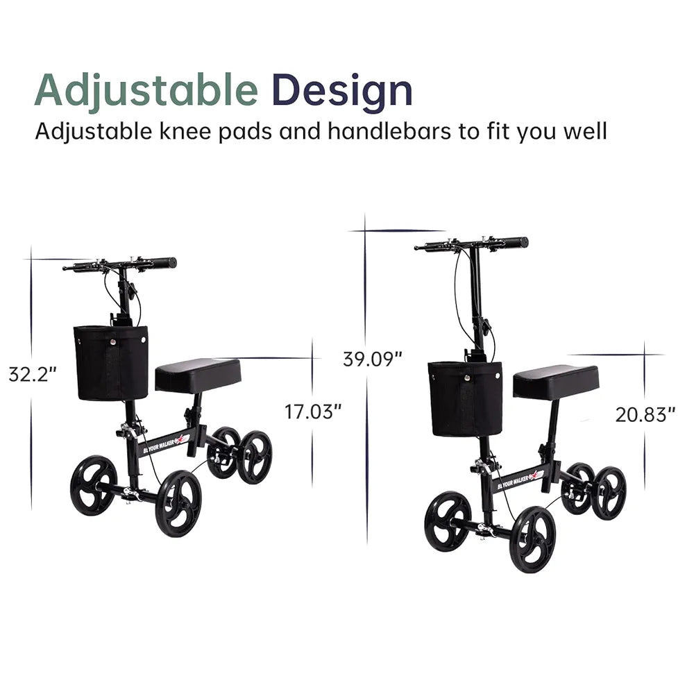 Patinete beyour Walker de rodilla con cesta Sistema de frena...