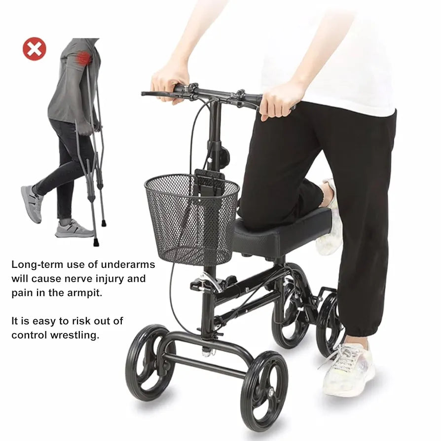 Patinete de rodilla para pie roto, patinete plegable para le...