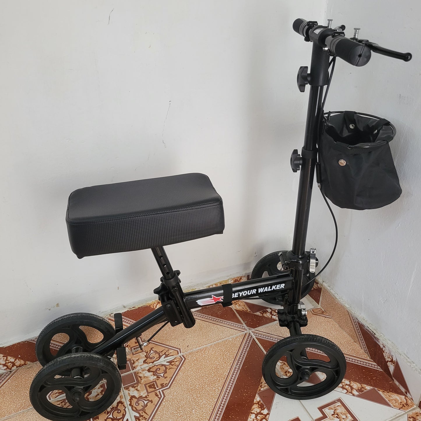 Patinete beyour Walker de rodilla con cesta Sistema de frena...