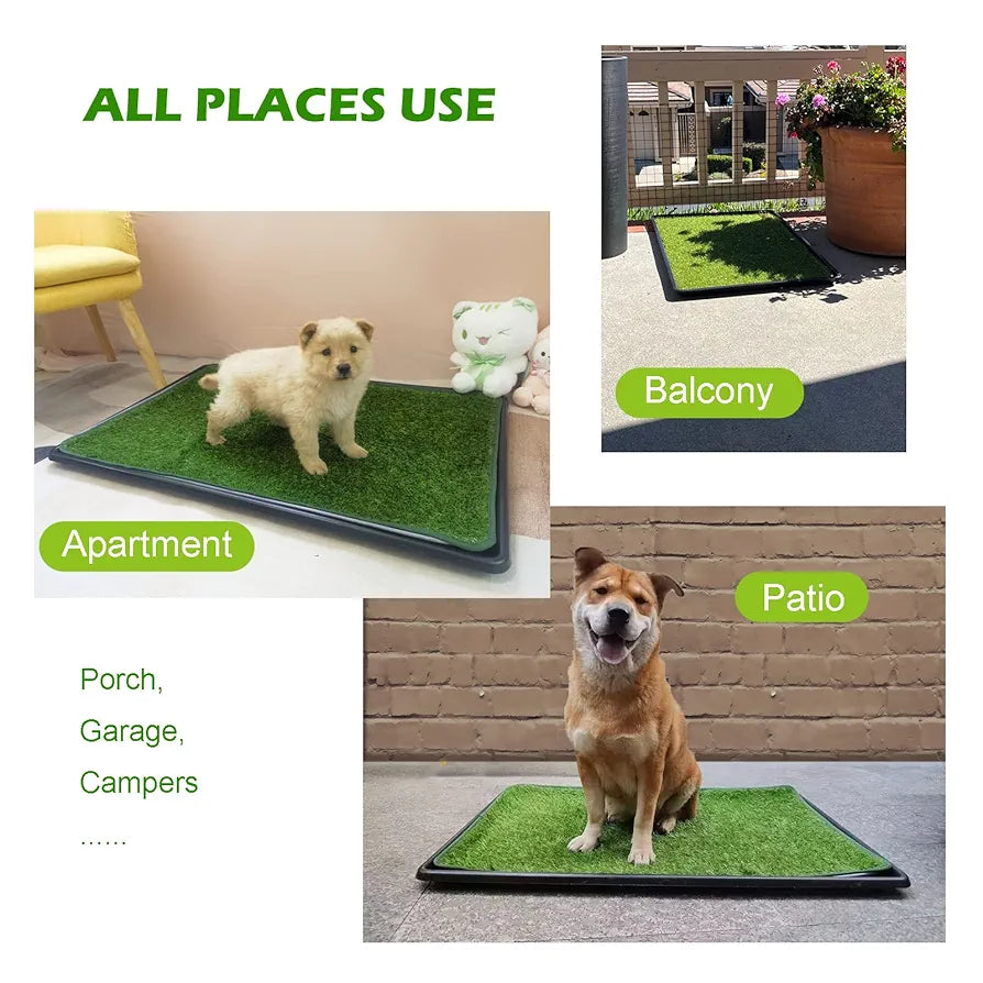 Dewonch Almohadilla de césped artificial para perros con ban...