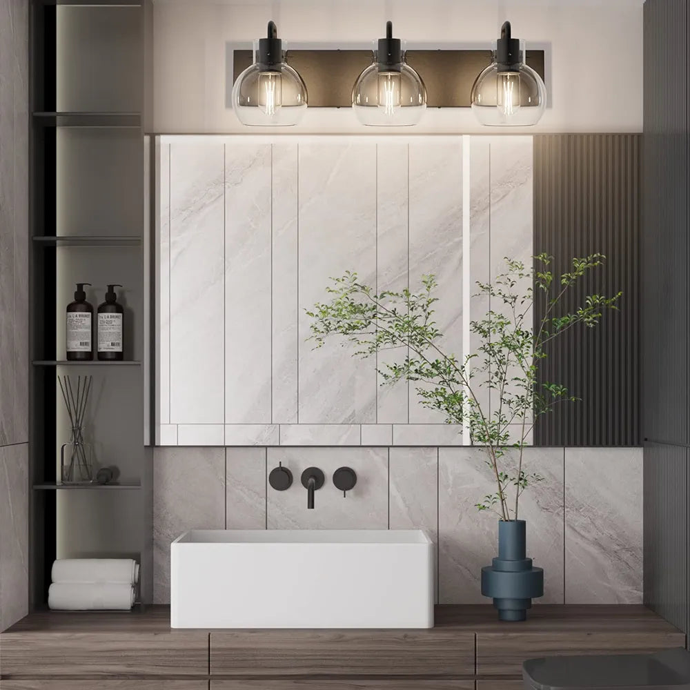 Lámparas Tipace industriales para tocador de baño, 3 luces, acabado ne...