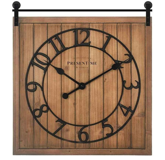 Presentime & Co Farmhouse - Reloj de puerta de granero, estilo Shiplap...