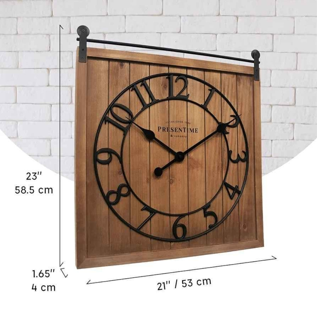 Presentime & Co Farmhouse - Reloj de puerta de granero, estilo Shiplap...