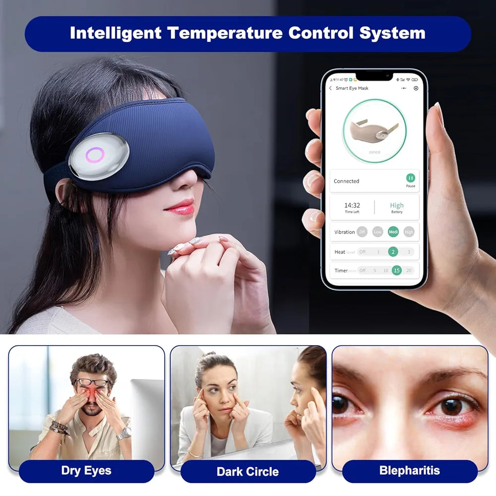 Máscara de ojos de masaje, máscara de ojos calentada, compre...