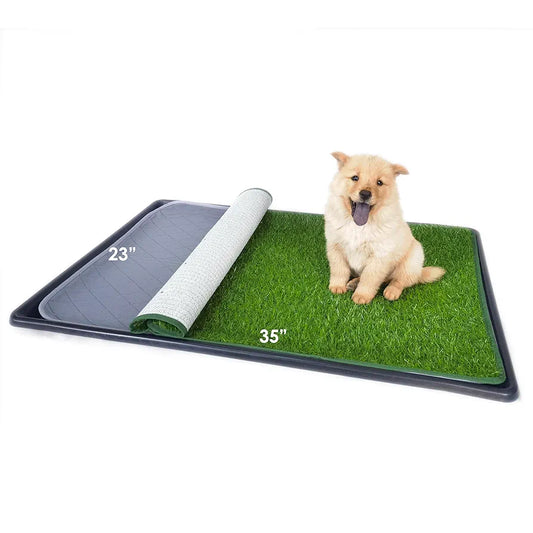 Dewonch Almohadilla de césped artificial para perros con ban...